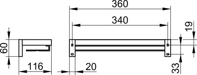 Полочка для душа KEUCO EDITION 90 Square 19158 010000 360 мм, хром