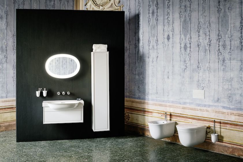 Высокий шкаф-пенал Laufen  The  New Classic   4.0606.2.085.631.1  160 см, белый глянцевый лак, дверь правая, push and pull  