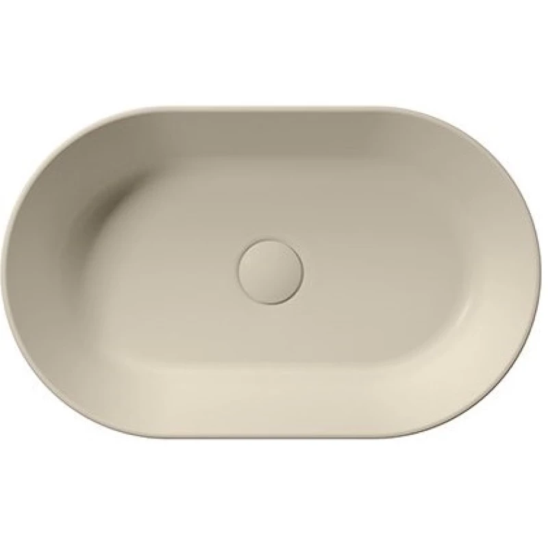 Раковина накладная овальная GSI KUBE X 945808 600 мм х 370 мм, без отверстия под смеситель, без перелива, цвет Creta Matte