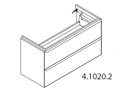 Тумба подвесная  Laufen  Space  4.1020.2.160.103.1  93,5 см,  под раковину Val  8.1028.7, 2 ящика, цвет  темный вяз, ручки коричневый  алюминий