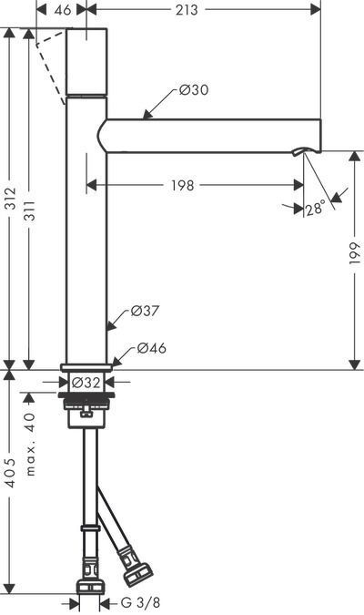 Смеситель для раковины AXOR Uno 45003000 однорычажный хром