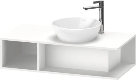 Тумба подвесная под раковину справа DURAVIT D-Neo DE493901818 1000 мм х 480 мм, с открытой боковой полкой слева и консолью, белый матовый