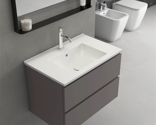 Раковина накладная/подвесная GLOBO ANITA HA071BI 710 мм х 460 мм х 165 мм, с отверстием под смеситель, белая глянцевая