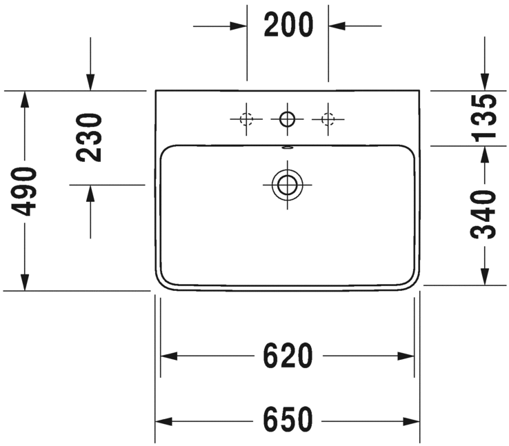 Раковина подвесная Duravit Me By Starck 2335650000 65х49см