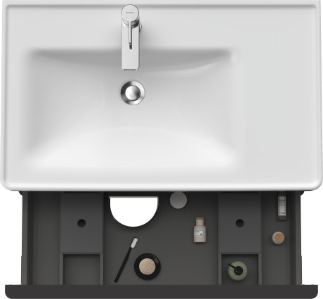 Тумба подвесная под раковину DURAVIT D-Neo DE435709191 784 мм х 452 мм, с выдвижным ящиком и выдвижным отделением, бетонно-серый матовый