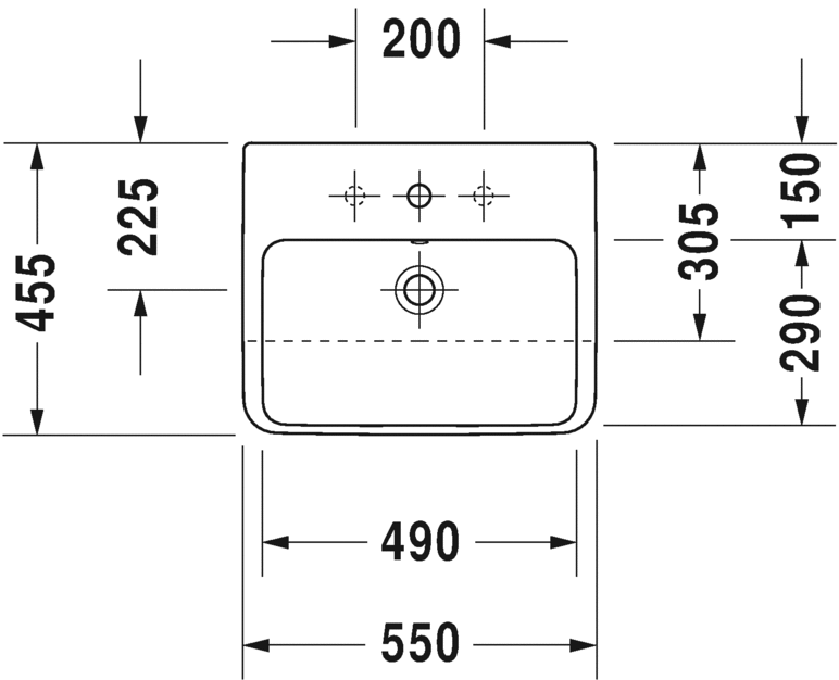 Раковина встраиваемая до половины Duravit Me by Starck 0378550030 с тремя отверстиями под смеситель, белая
