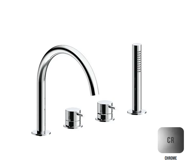 Двухвентильный смеситель для ванны с выдвижным душем ALMAR WASH BASIN E214006.CR излив 221 мм, цвет Хром