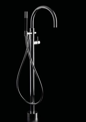 Внешняя часть напольного однорычажного смесителя для ванны CISAL Less New LN01420021 с ручным душем и шлангом, цвет Хром