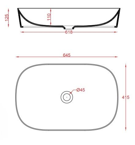 Раковина накладная ARTCERAM GHOST GHL002 01 00 650 мм х 420 мм, без отверстия под смеситель, без перелива, белый глянцевый