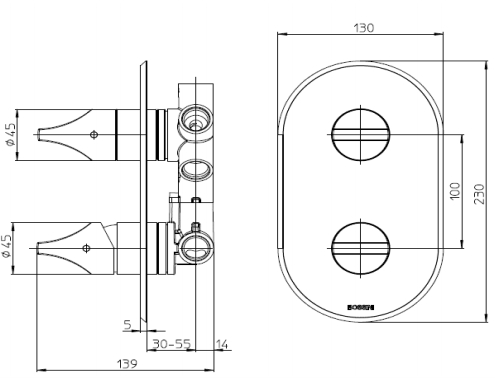 Наружная часть для универсального монорычажного смесителя BOSSINI Apice Z00501.030 на два-пять выходов, хром