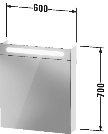 Зеркальный шкаф с подсветкой DURAVIT Duravit No.1 N17920R00000000 148 мм х 600 мм х 700 мм, с одной дверцей, петли справа, белый