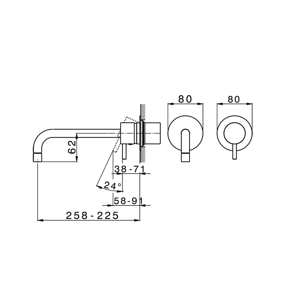 Внешняя часть смесителя для раковины CISAL Less New LN00551D40 без скрытой части, цвет Чёрный матовый