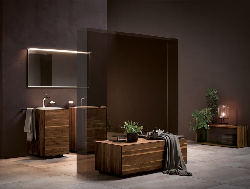 Тумба под раковину Keuco Edition Lignatur 33351 800111 1400x400x535 мм фасад орех, корпус орех