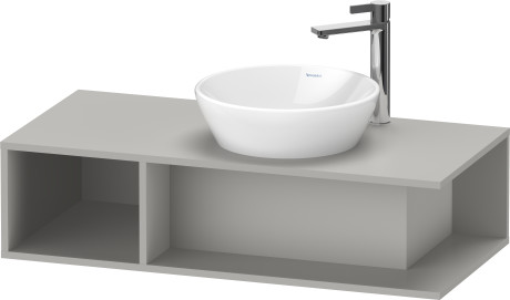 Тумба подвесная под раковину справа DURAVIT D-Neo DE493900707 1000 мм х 480 мм, с открытой боковой полкой слева и консолью, бетонно-серый матовый