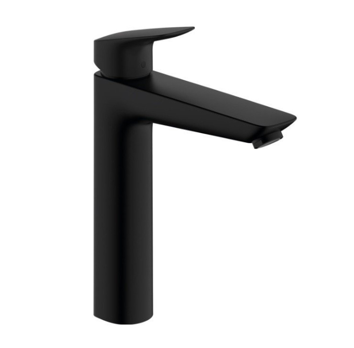 Однорычажный смеситель для раковины HANSGROHE Logis 71090670 со сливным ганитуром, цвет Чёрный матовый