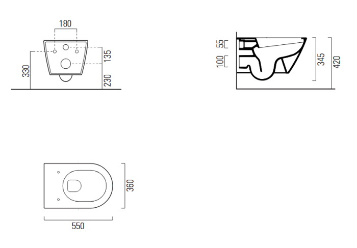 Унитаз подвесной GSI KUBE X 9413FR511 550 мм х 360 мм, c Genius Flush, с крепежом, цвет Белый глянцевый
