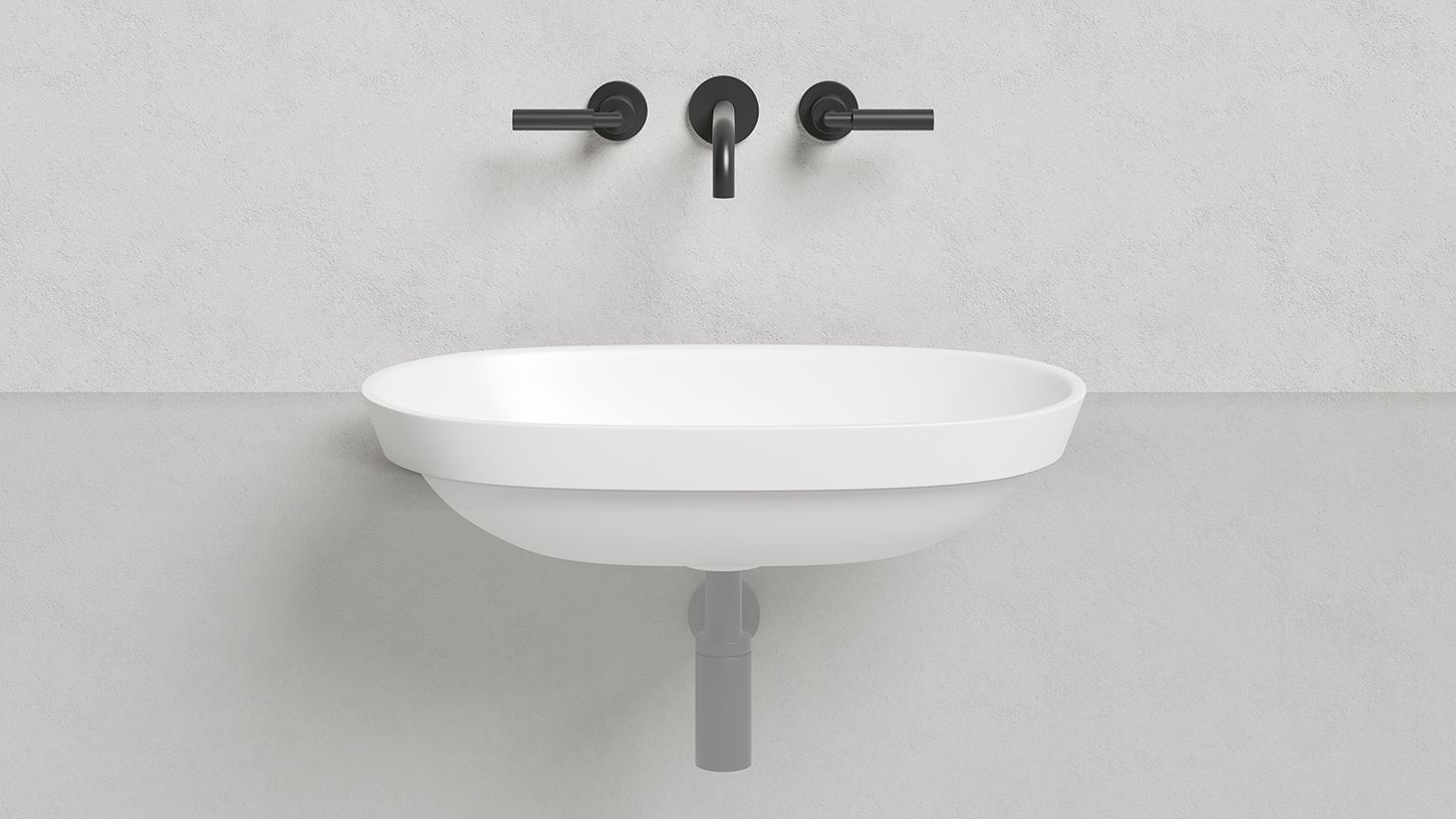 Раковина полувстраиваемая овальная SALINI MAREA 01 1802201M 645х387х165мм, S-Stone, без донного клапана, цвет Белый матовый