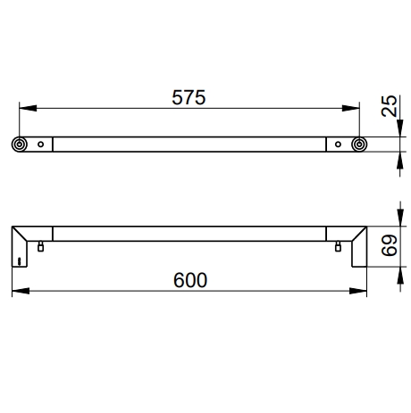 Полотенцедержатель KEUCO COLLECTION REVA 12801 370600 600 мм, со встроенным крючком, чёрный матовый