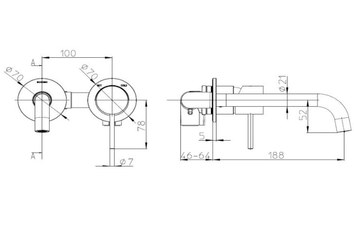Внешняя часть однорычажного смесителя для раковины BOSSINI TEO Z00730.073 без донного клапана, цвет Чёрный матовый
