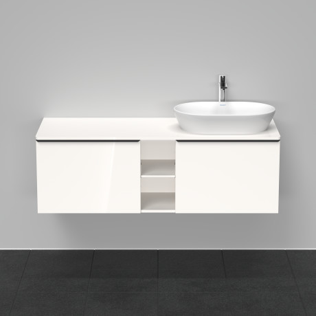 Тумба подвесная под раковину справа DURAVIT D-Neo DE4950R2222 1400 мм х 550 мм, с 2 выдвижными ящиками и открытой полкой, белый глянцевый