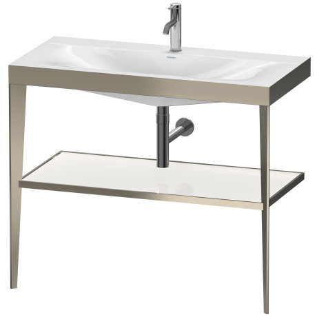 Напольная консоль DURAVIT XViu/C-bonded XV4716OB185 1000 мм х 850 мм, с умывальником Viu, 1 отверстие под смеситель, с полкой, матовое шампанское/белый глянцевый лак