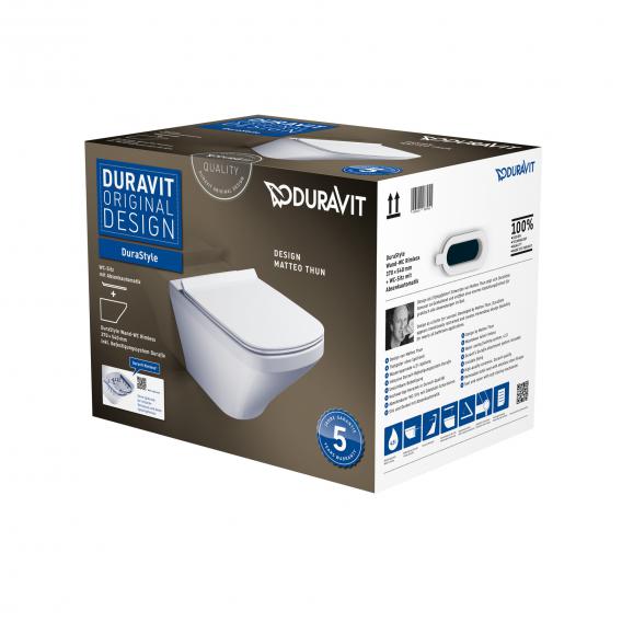 Унитаз подвесной  с сиденьем Duravit DuraStyle Rimless 45510900A11 с вертикальным смывом, без смывного края,  с покрытием WonderGliss, белый