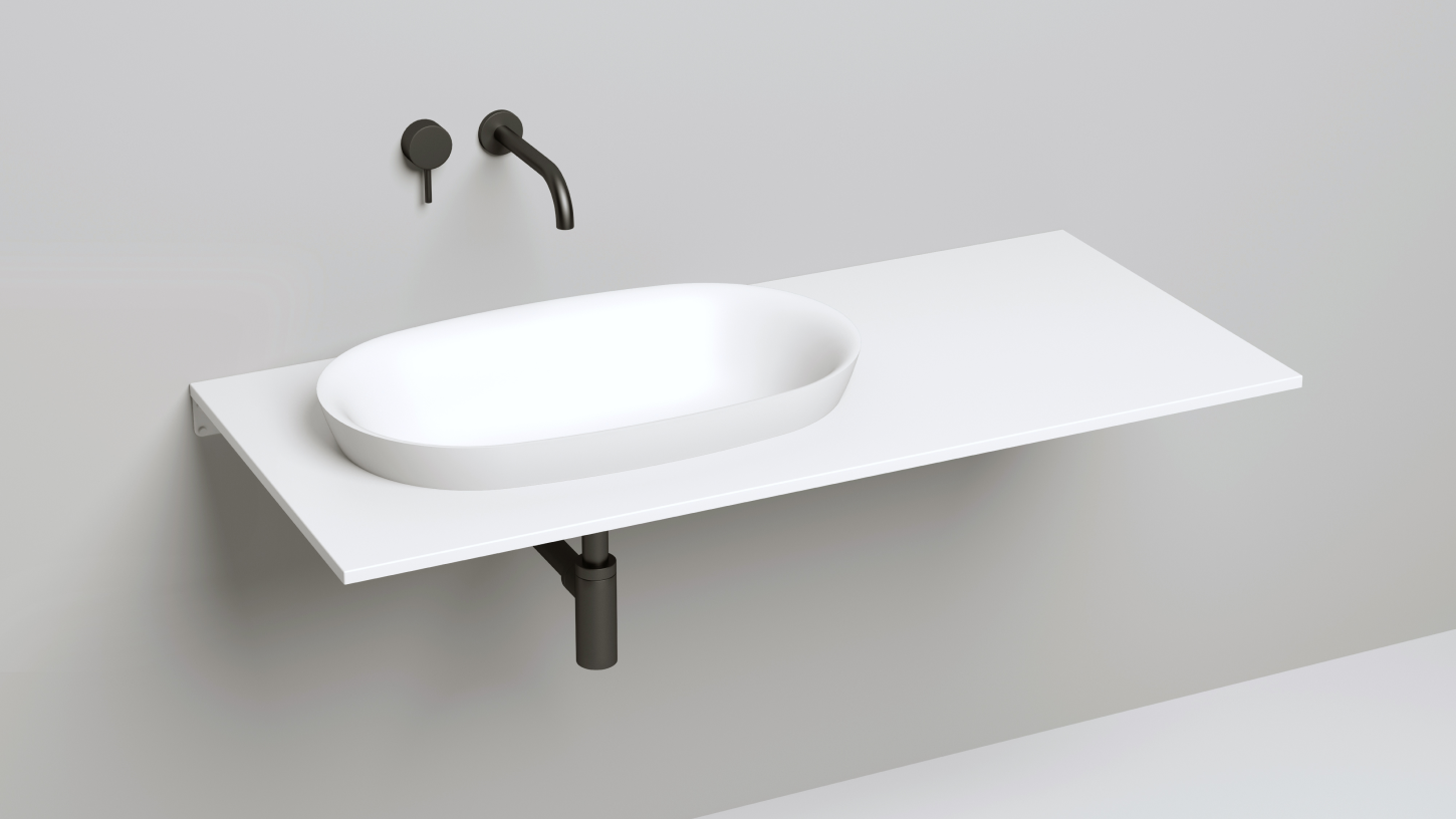 Раковина полувстраиваемая овальная SALINI MAREA 01 1802201M 645х387х165мм, S-Stone, без донного клапана, цвет Белый матовый