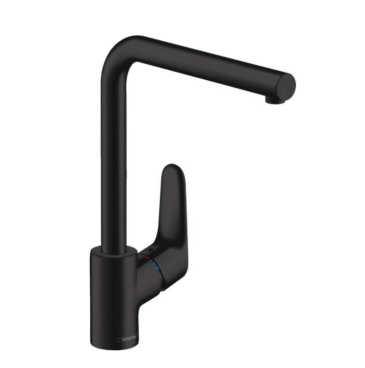Кухонный смеситель однорычажный 1jet HANSGROHE Focus M 41 31817670 280 мм, цвет Чёрный матовый