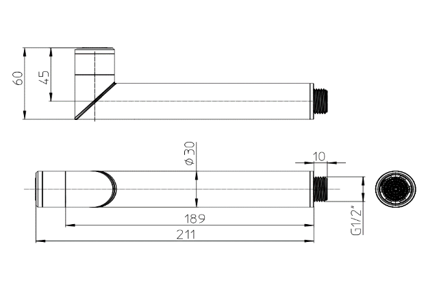 Ручной душ-палочка BOSSINI PLY B00950.030 Ø 30 мм, С поворотной головкой на 360°, цвет Хром