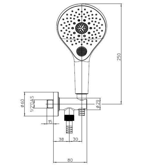 Душевой комплект BOSSINI SYNCRONIA C12033.021 с лейкой, держателем и шлангом, золото