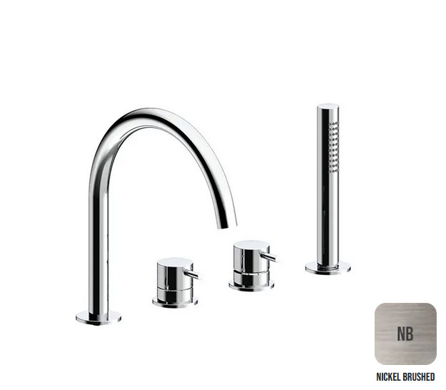 Двухвентильный смеситель для ванны с выдвижным душем ALMAR WASH BASIN E214006.NB излив 221 мм, цвет Nickel Brushed
