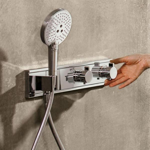 Термостат для душа HANSGROHE RainSelect с двумя кнопками и выпуском для шланга, Чёрный/Хром