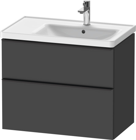 Тумба подвесная под раковину DURAVIT D-Neo DE435804949 784 мм х 452 мм, с выдвижным ящиком и выдвижным отделением, графит матовый
