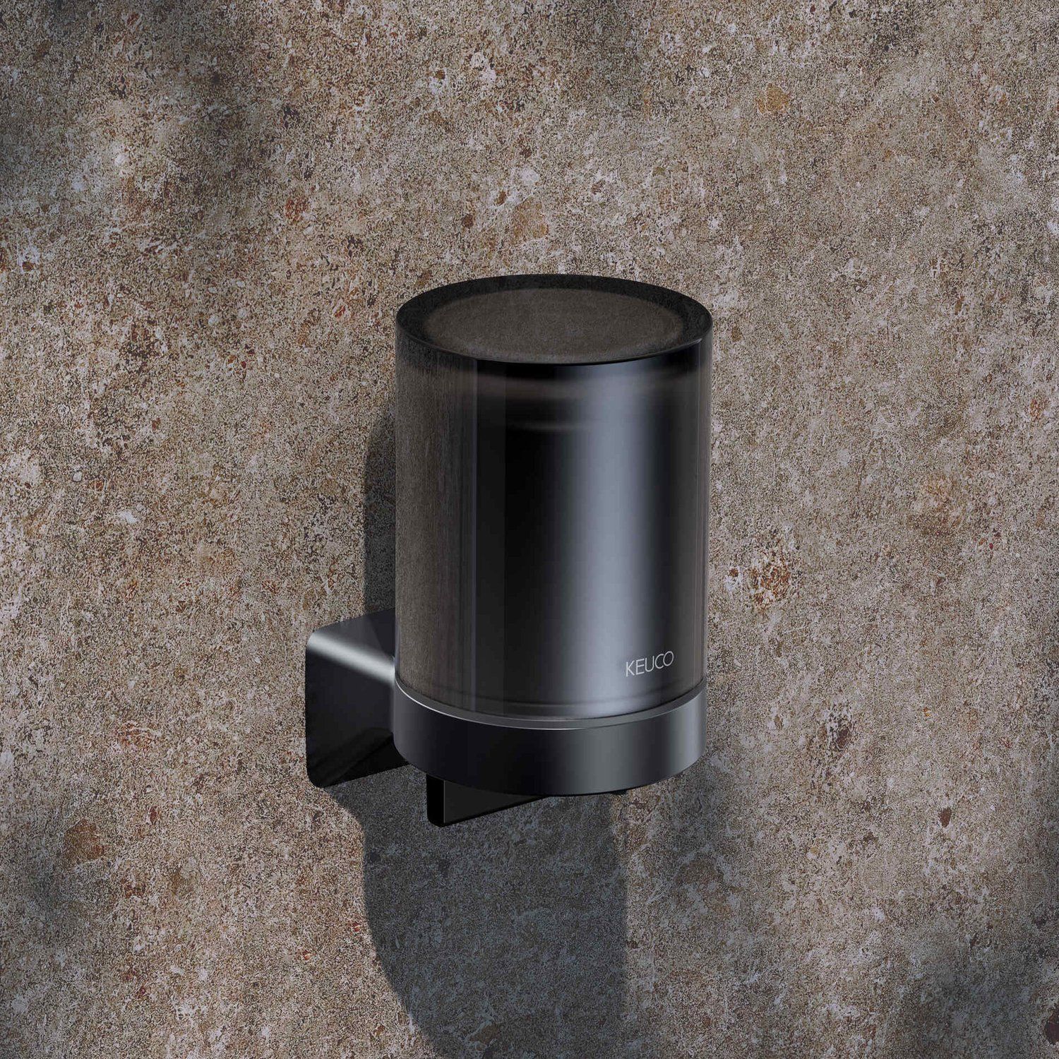 Дозатор жидкого мыла с хрустальной колбой KEUCO AVENO 14652 379000 с клеевым комплектом, цвет Чёрный матовый