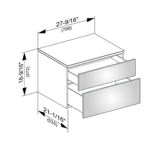 Тумба боковая подвесная KEUCO EDITION 400 31743 380000 с двумя выдвижными фронтальными ящиками, корпус/фасад структурный лак, белая