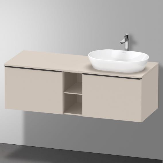Тумба подвесная под раковину справа DURAVIT D-Neo DE4950R9191 1400 мм х 550 мм, с 2 выдвижными ящиками и открытой полкой, серо-коричневый матовый