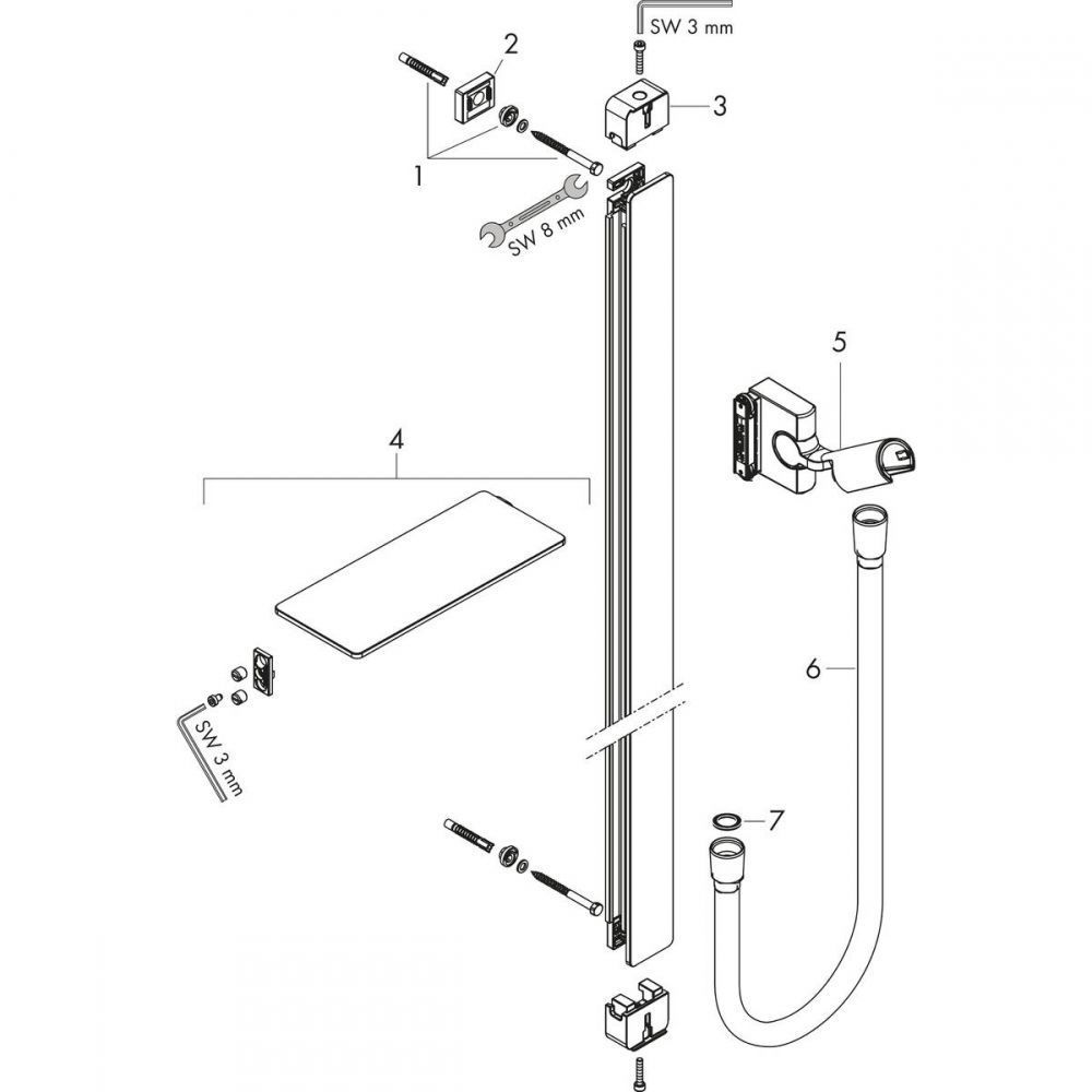 Штанга для душа 90 см со шлангом Hansgrohe Unica E 27640000 Хром