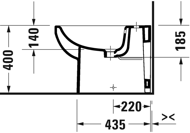 Биде пристенное DURAVIT Duravit No.1 2296100000 570 мм х 355 мм, с переливом, с отверстием под смеситель, с креплением, белое