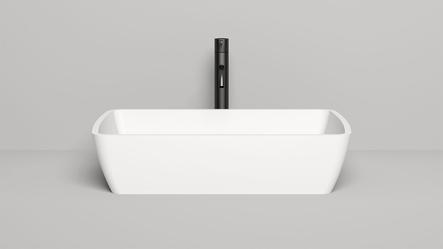 Раковина накладная прямоугольная SALINI GLORIA 11 1102212M 650х400х145мм, S-Stone, без донного клапана, цвет Белый матовый