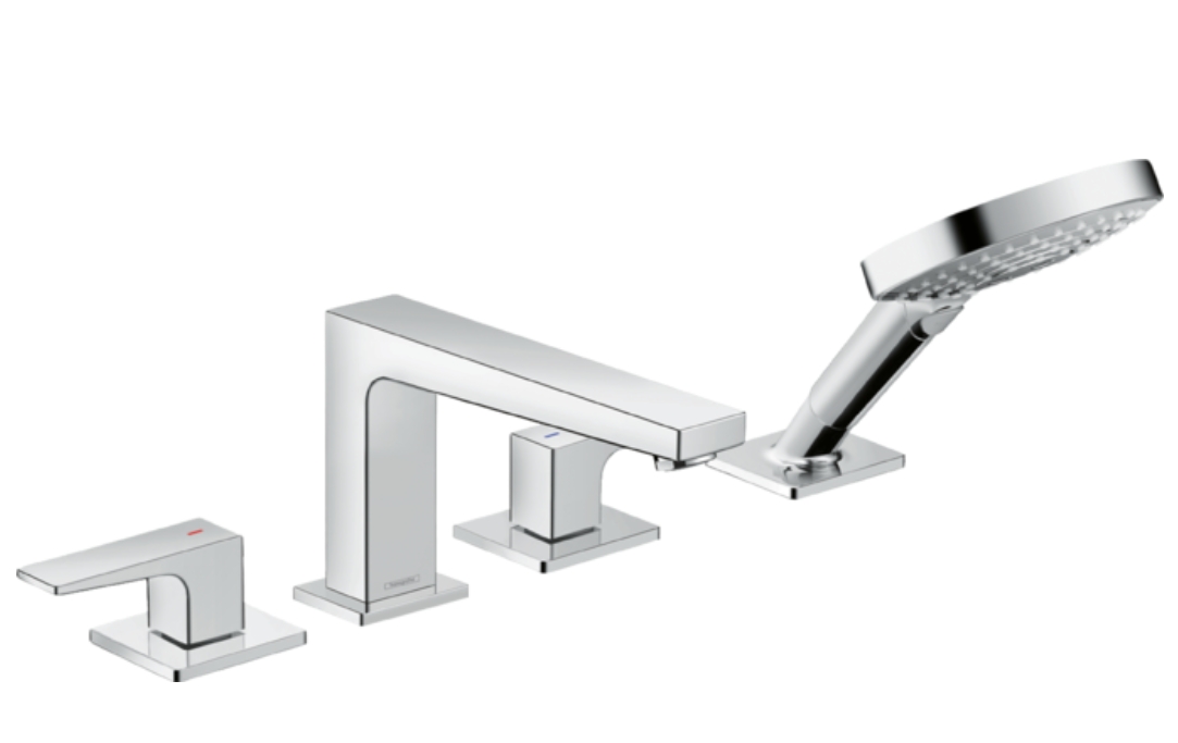 Смеситель на край ванны на 4 отверстия HANSGROHE Metropol New 32553000 с ручным душем, цвет Хром