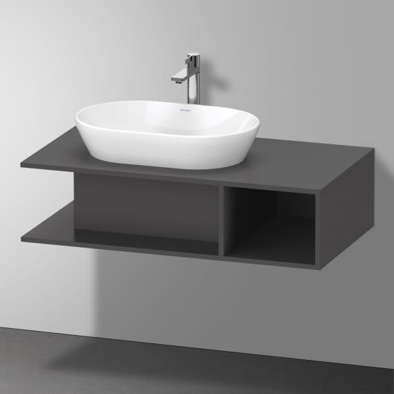 Тумба подвесная под раковину слева DURAVIT D-Neo DE492904949 1000 мм х 550 мм, с открытой боковой полкой справа и консолью, графит матовый
