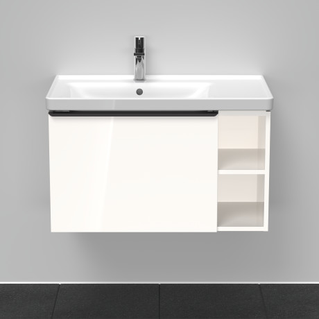 Тумба подвесная под раковину DURAVIT D-Neo DE425802222 784 мм х 452 мм, с выдвижным ящиком и открытой боковой полкой, белый глянцевый