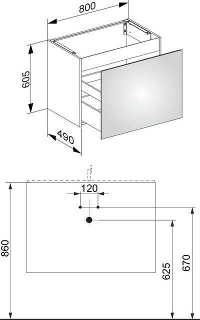 Тумба под умывальник Keuco Plan 32962 140000 корпус лак матовый трюфель. фасад стекло трюфель глянцевый