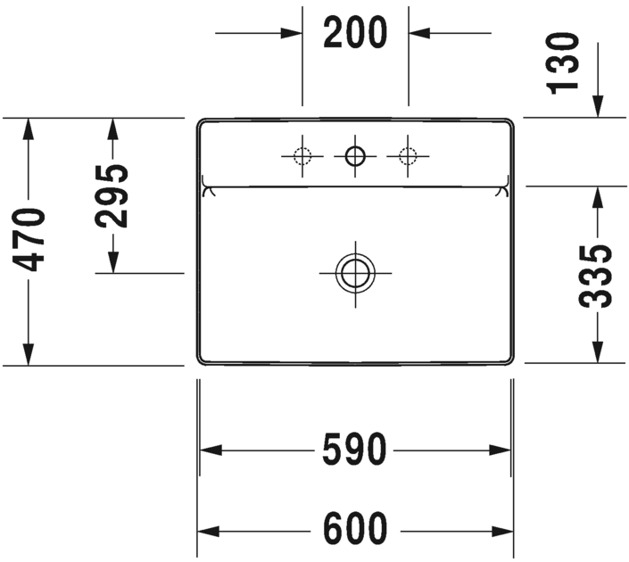 Раковина встраиваемая сверху Duravit DuraSquare 2354600041 60х47см