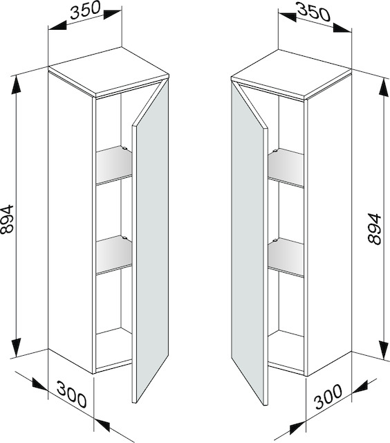 Шкаф средний подвесной KEUCO EDITION 400 31720 680002 петли справа, 2 стеклянные полки, корпус/фасад шпон, грецкий орех