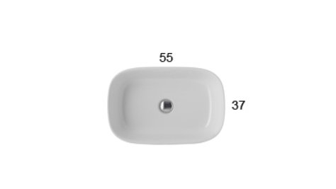 Раковина накладная GLOBO GENESIS GE044BI 550 мм х 370 мм х 150 мм, без отверстия под смеситель, без перелива, белый глянцевый