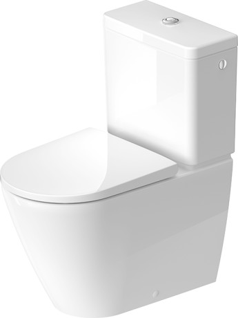 Унитаз напольный Duravit D-Neo Rimless 2002090000 370 мм х 650 мм, с вертикальным смывом, Vario, без смывного края, с креплением, белый