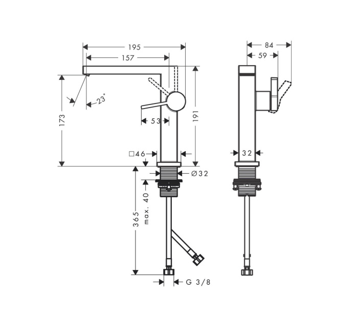 Однорычажный смеситель для раковины Hansgrohe Tecturis E 73040700 CoolStart, с клапаном push-open, цвет Белый матовый
