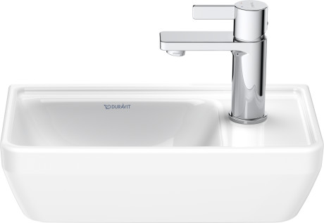 Раковина прямоугольная Duravit D-Neo 0739400041 400 мм х 200 мм, без перелива, с отверстием под смеситель справа, белая