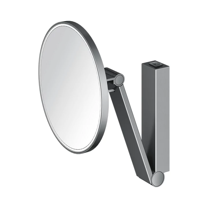 Зеркало косметическое круглое с подсветкой с увеличением x 5 KEUCO iLook_move 17612 139004 со встроенным рычажным выключателем, цвет Хром черный шлифованный